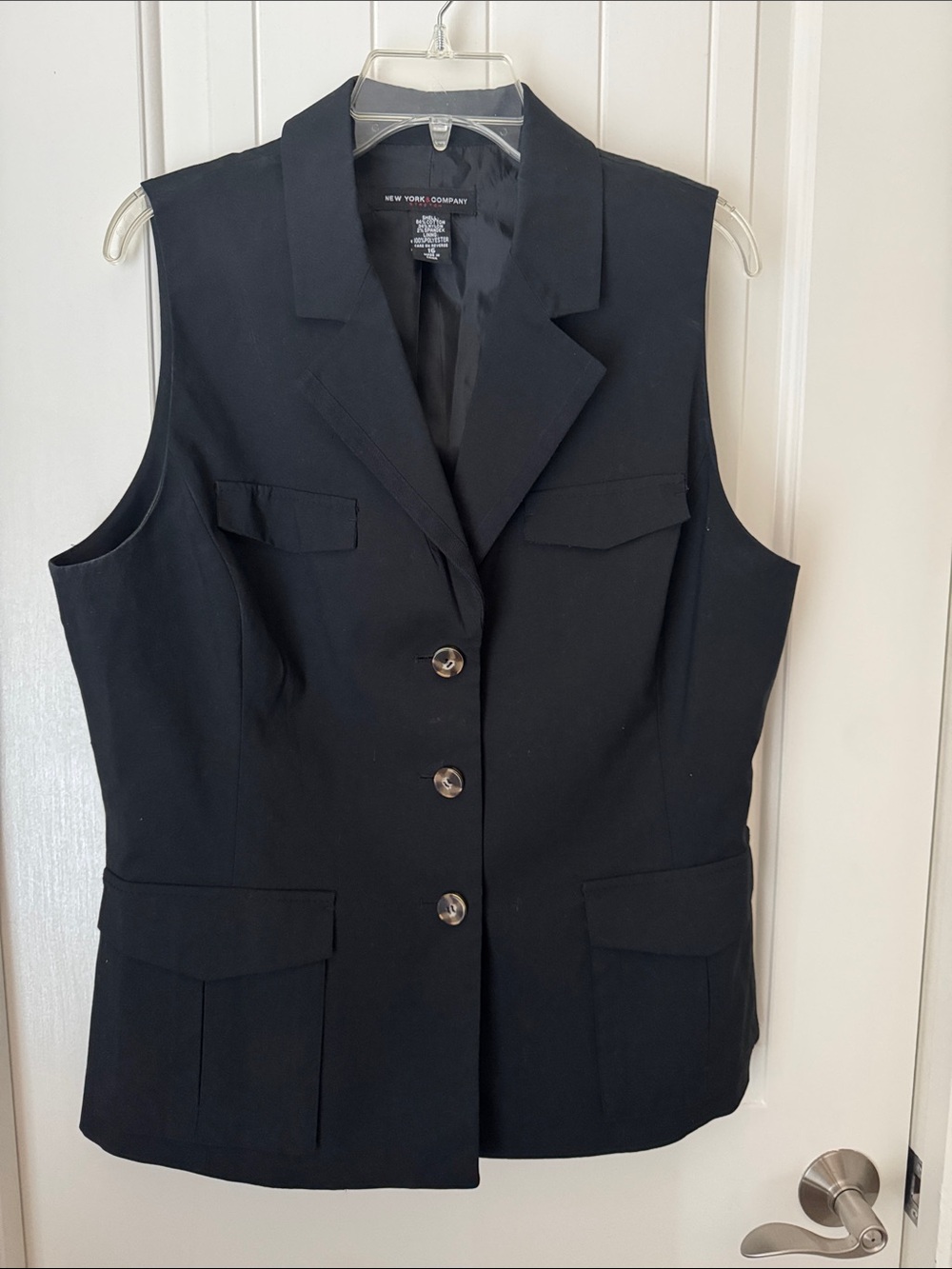 New York & Company Black Tailored Sleeveless Vest with Notch Lapel Sz 16